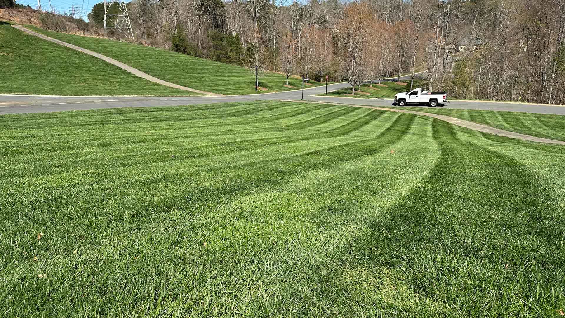 A hillside property in Pineville, NC serviced by professionals.